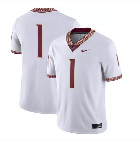 Men's Florida State Seminoles #1 White Stitched Football Jersey